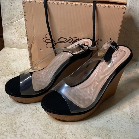 DBDK clear plastic wedge heels size 10 - Picture 2 of 5